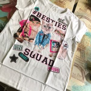 White and Multi-Colored Tee Youth Girls